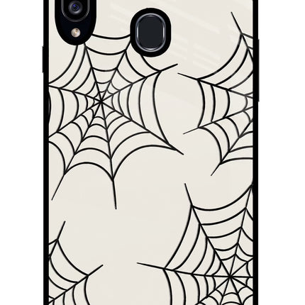 Spider Web Samsung A20s Glass Case Back Cover by Casekaro