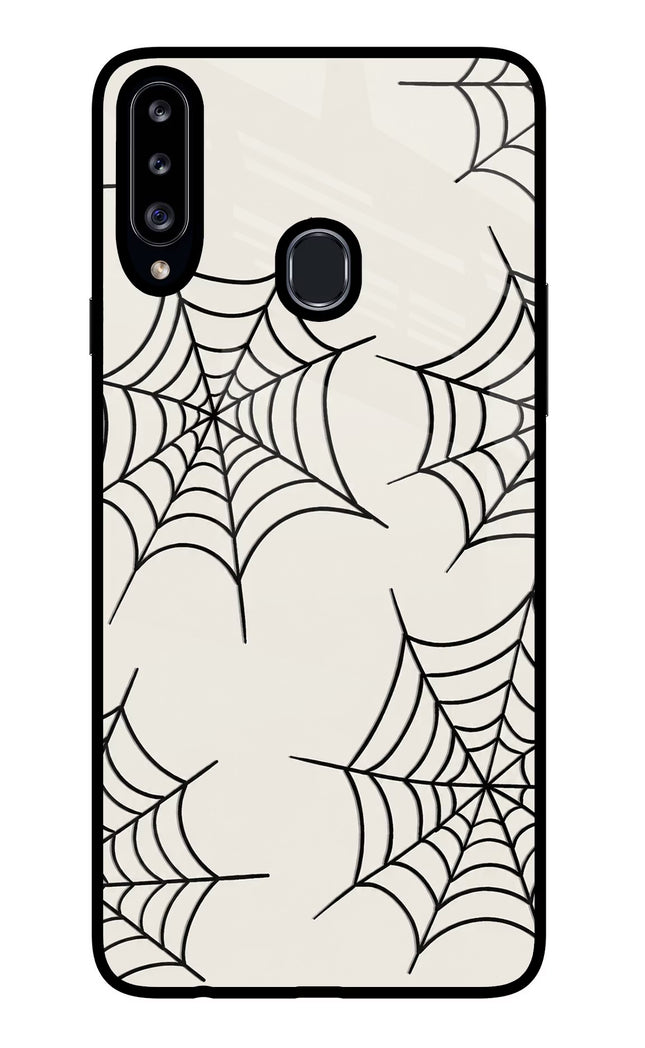 Spider Web Samsung A20s Glass Case Back Cover by Casekaro