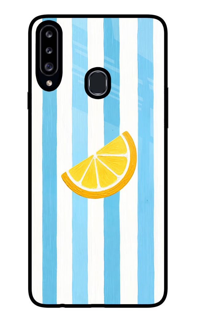 Summer Lemon Samsung A20s Glass Case Back Cover by Casekaro