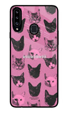 Pink Cats Samsung A20s Glass Case
