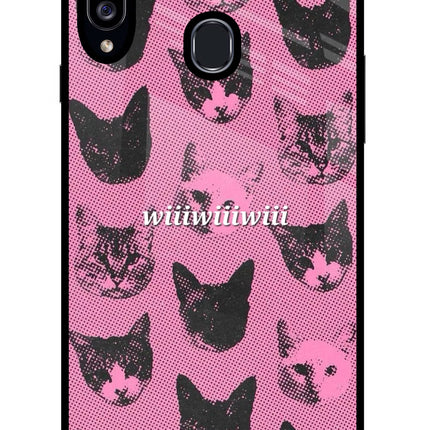 Pink Cats Samsung A20s Glass Case Back Cover by Casekaro