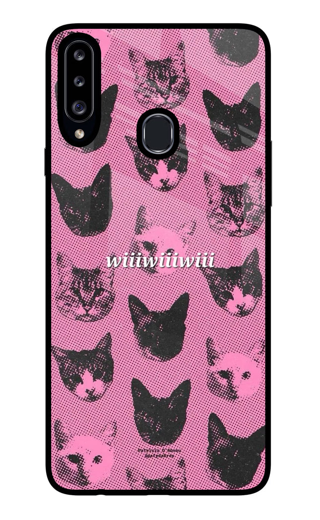 Pink Cats Samsung A20s Glass Case Back Cover by Casekaro