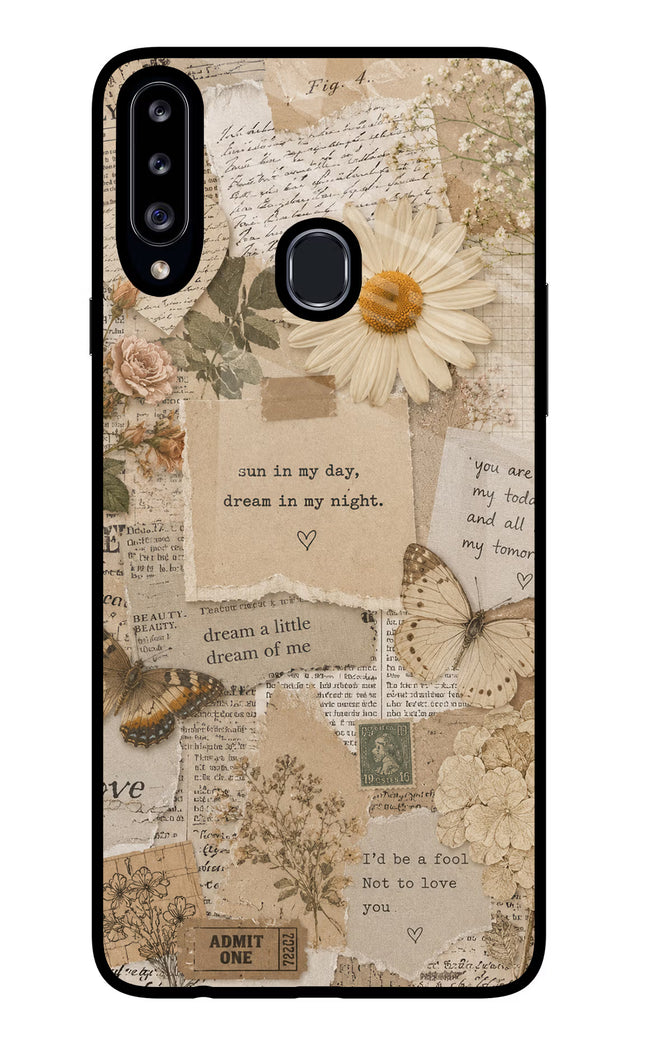 Vintage case Samsung A20s Glass Case Back Cover by Casekaro