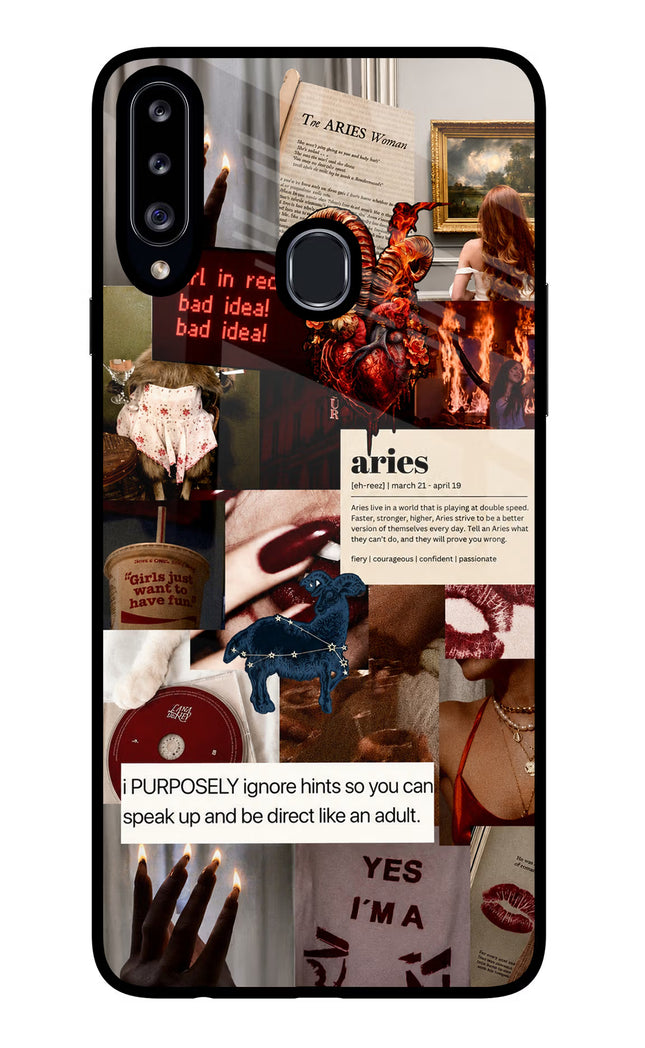 Zodiac Aries Samsung A20s Glass Case Back Cover by Casekaro