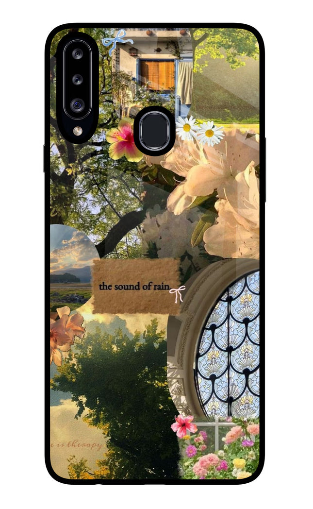 Rain Samsung A20s Glass Case Back Cover by Casekaro