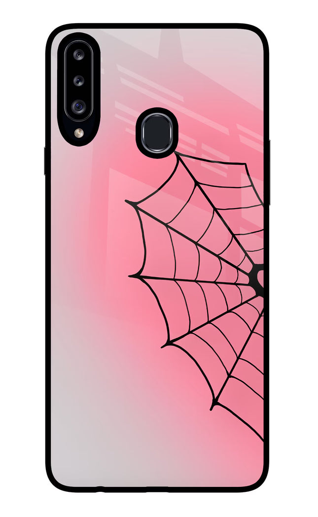 Pink Web Samsung A20s Glass Case Back Cover by Casekaro
