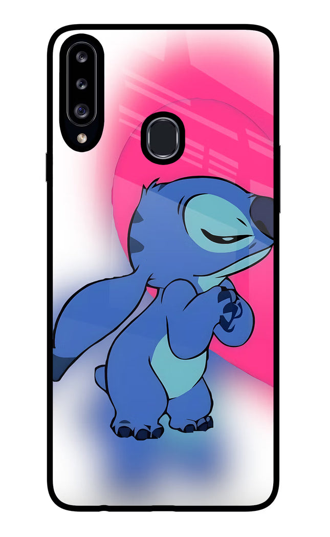 Stitch Hug Samsung A20s Glass Case Back Cover by Casekaro