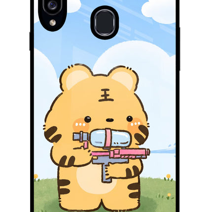 Tiger Treat Samsung A20s Glass Case Back Cover by Casekaro