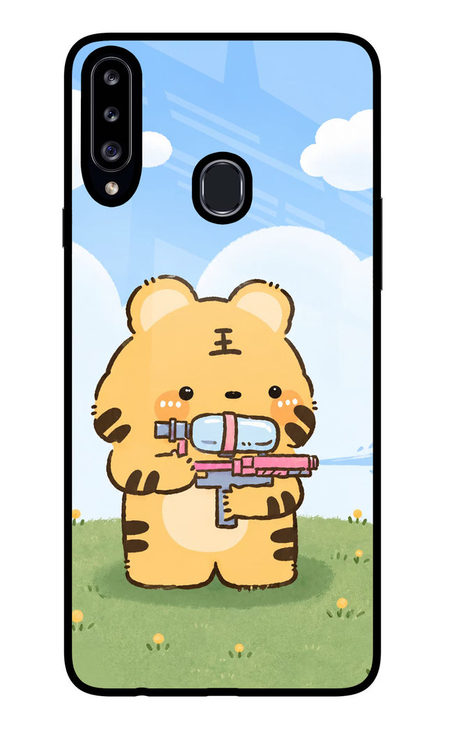 Tiger Treat Samsung A20s Glass Case Back Cover by Casekaro