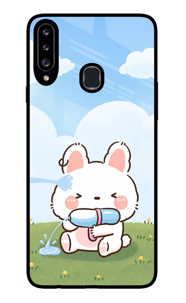 Bunny Treat Samsung A20s Glass Case Back Cover by Casekaro