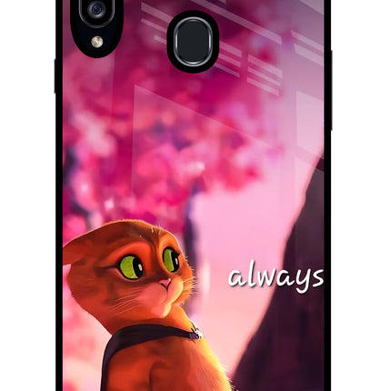 Always Cat Samsung A20s Glass Case Back Cover by Casekaro