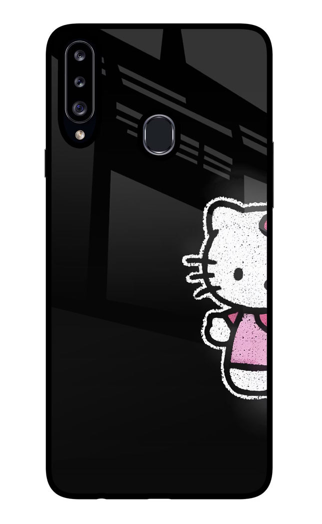 Kitty Charm Samsung A20s Glass Case Back Cover by Casekaro