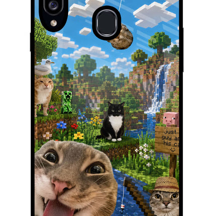 Minecraft Cat Chaos Samsung A20s Glass Case Back Cover by Casekaro
