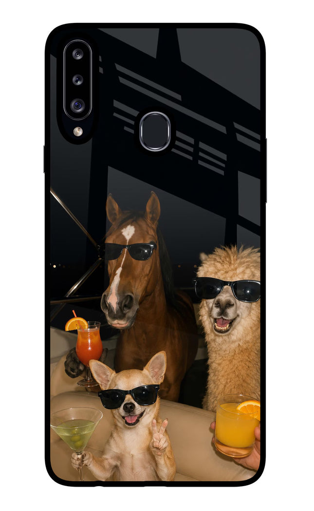 Party Squad Samsung A20s Glass Case Back Cover by Casekaro