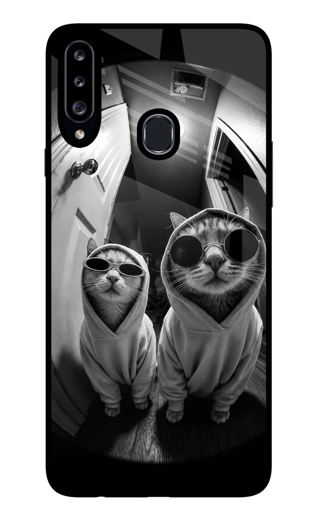 Hood Cats Samsung A20s Glass Case Back Cover by Casekaro