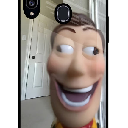 Side Eye Woody Samsung A20s Glass Case Back Cover by Casekaro