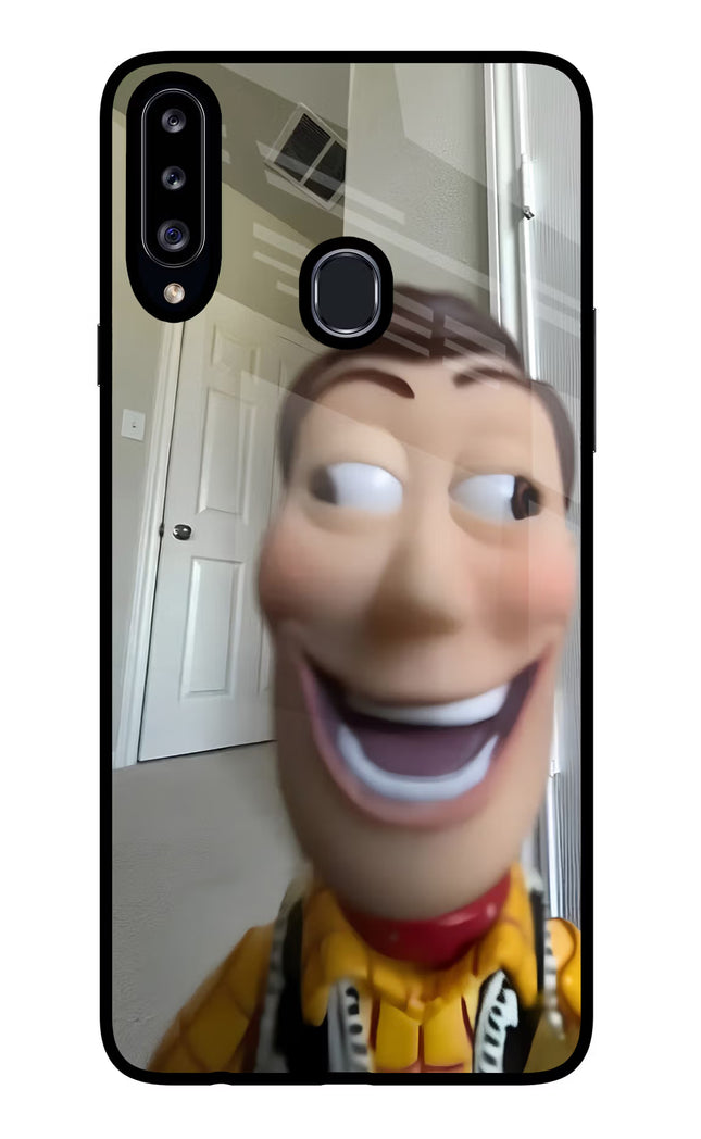 Side Eye Woody Samsung A20s Glass Case Back Cover by Casekaro