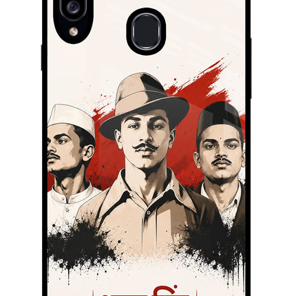 Bhagat Singh Trio Samsung A20s Glass Case Back Cover by Casekaro