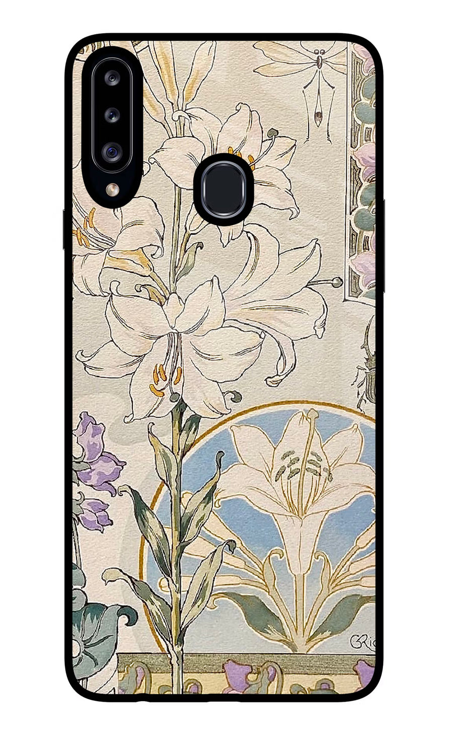 White Lily Samsung A20s Back Cover, Glass case