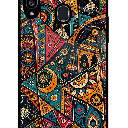 Folk Print Samsung A20s Glass Case