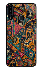 Folk Print Samsung A20s Glass Case