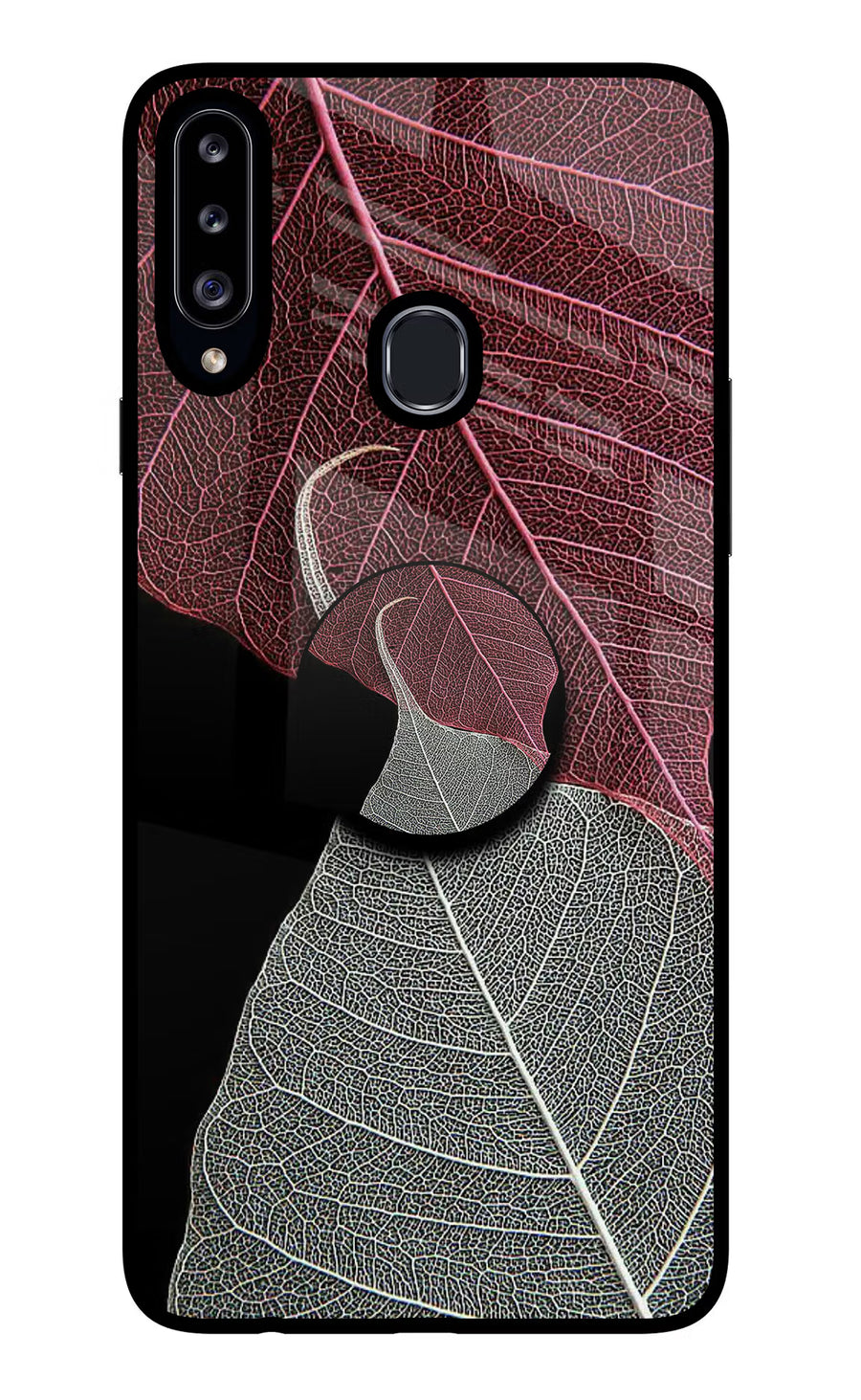 Leaf Pattern Samsung A20s Pop Case, Glass case