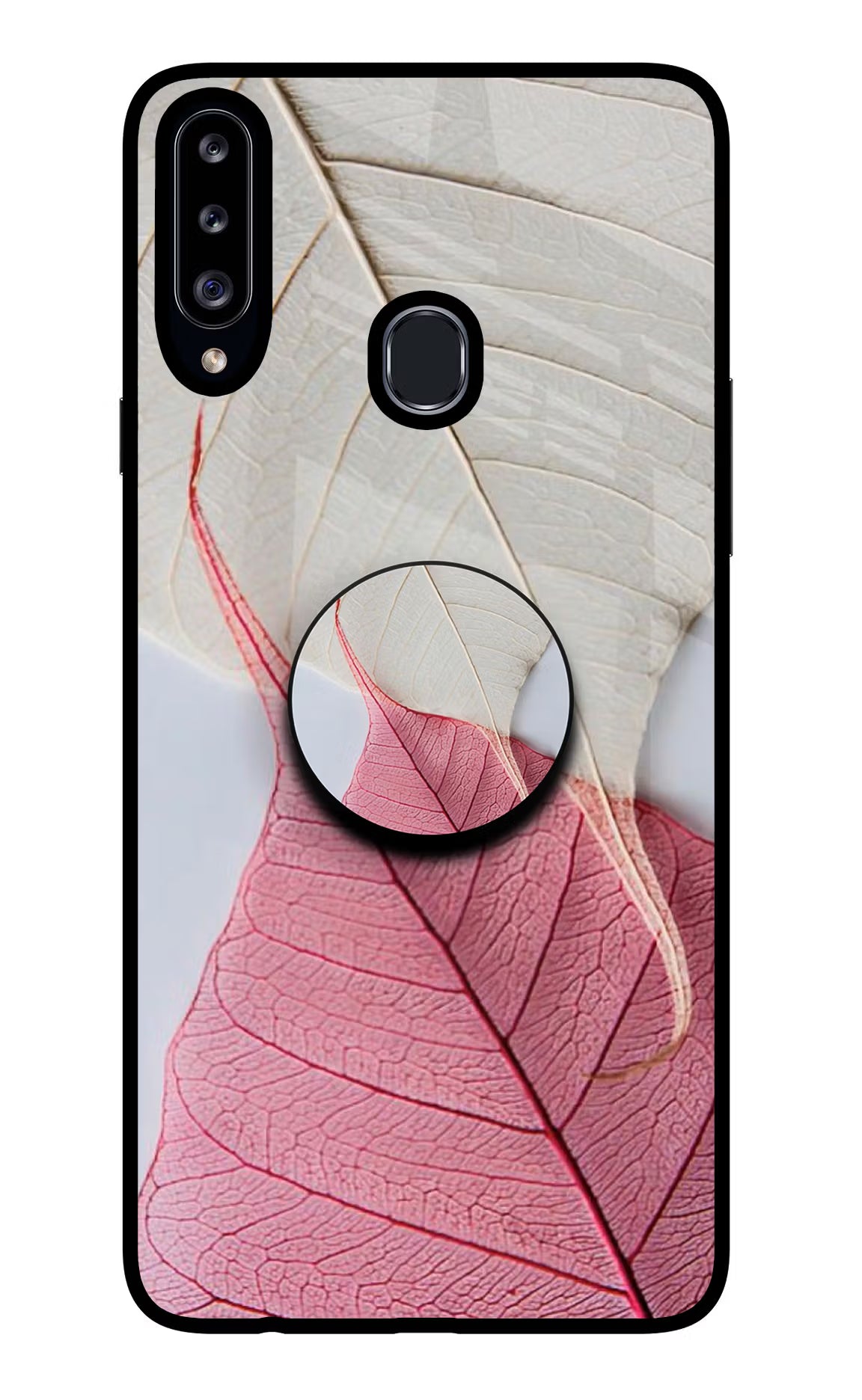 White Pink Leaf Samsung A20s Pop Case by Casekaro