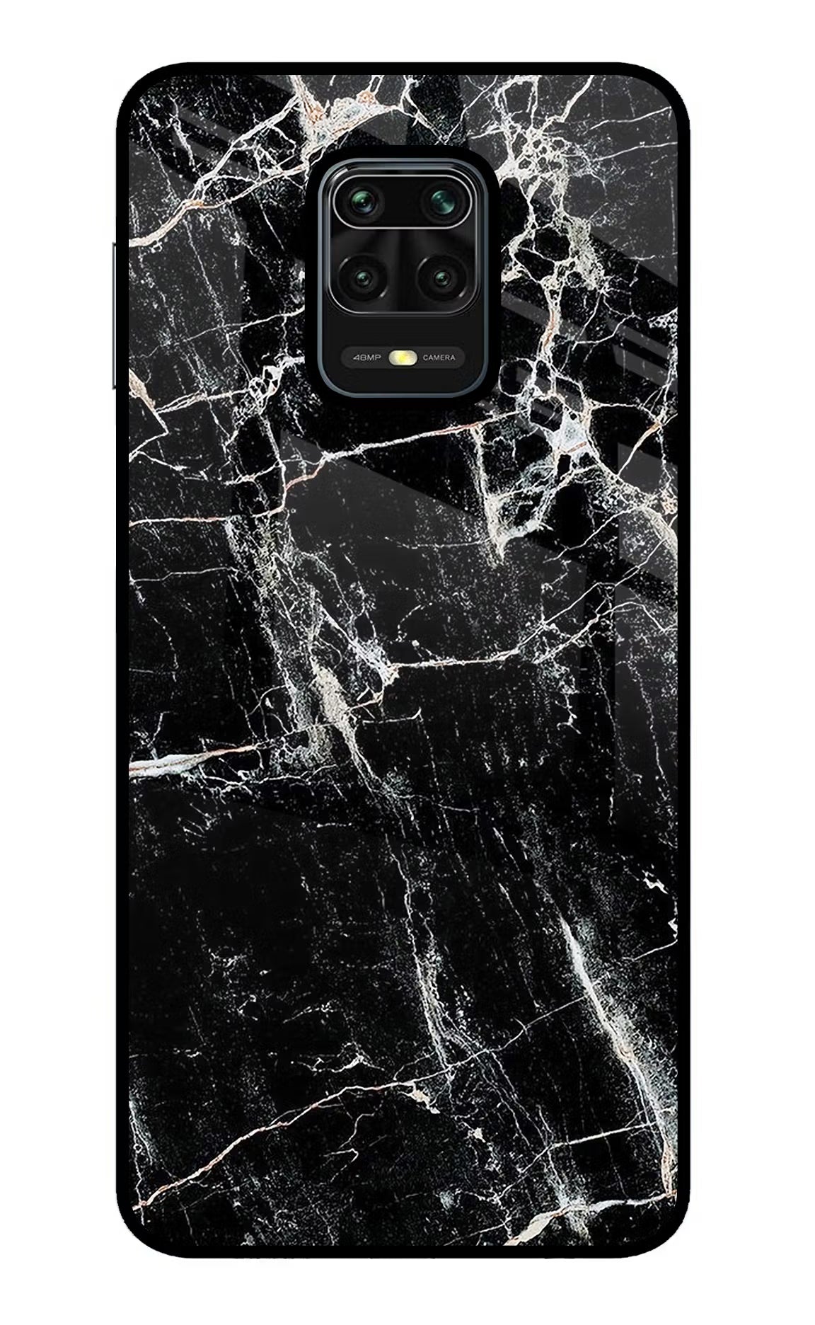 Black Marble Texture Redmi Note 9 Pro/Pro Max Glass Case Back Cover by Casekaro