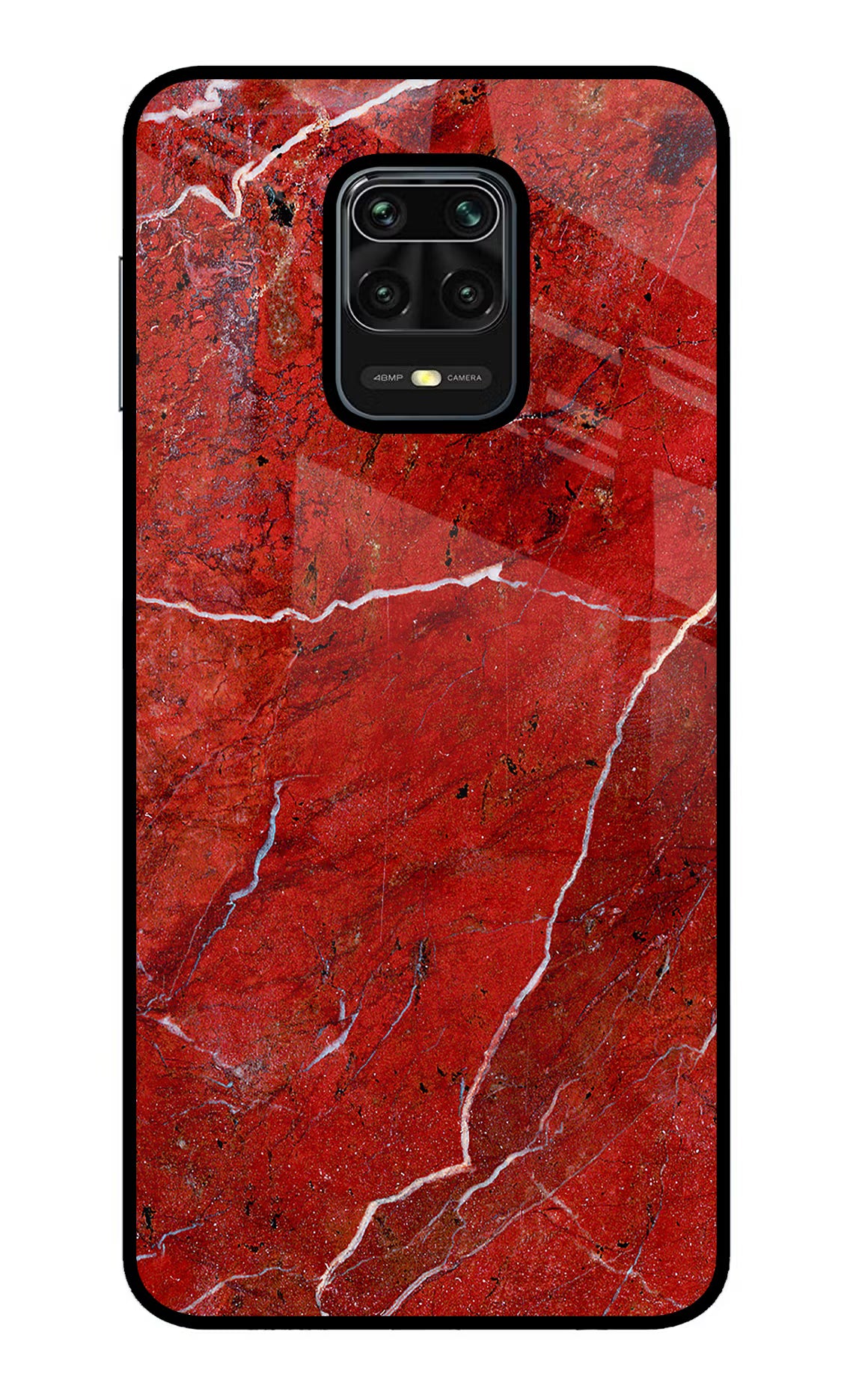 Red Marble Design Redmi Note 9 Pro/Pro Max Glass Case Back Cover by Casekaro