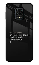 Life Motto Code Redmi Note 9 Pro/Pro Max Glass Case Back Cover by Casekaro