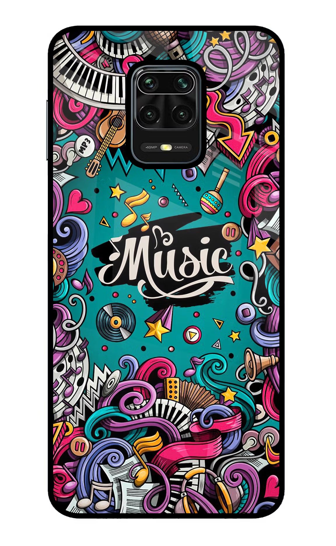 Music Graffiti Redmi Note 9 Pro/Pro Max Glass Case Back Cover by Casekaro