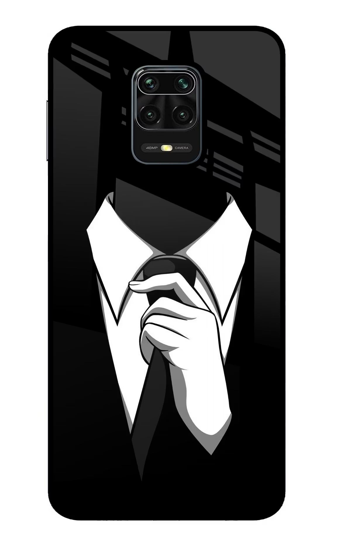 Black Tie Redmi Note 9 Pro/Pro Max Glass Case Back Cover by Casekaro