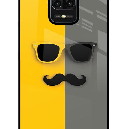 Sunglasses with Mustache Redmi Note 9 Pro/Pro Max Glass Case