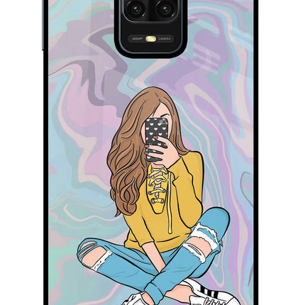 Selfie Girl Redmi Note 9 Pro/Pro Max Glass Case Back Cover by Casekaro