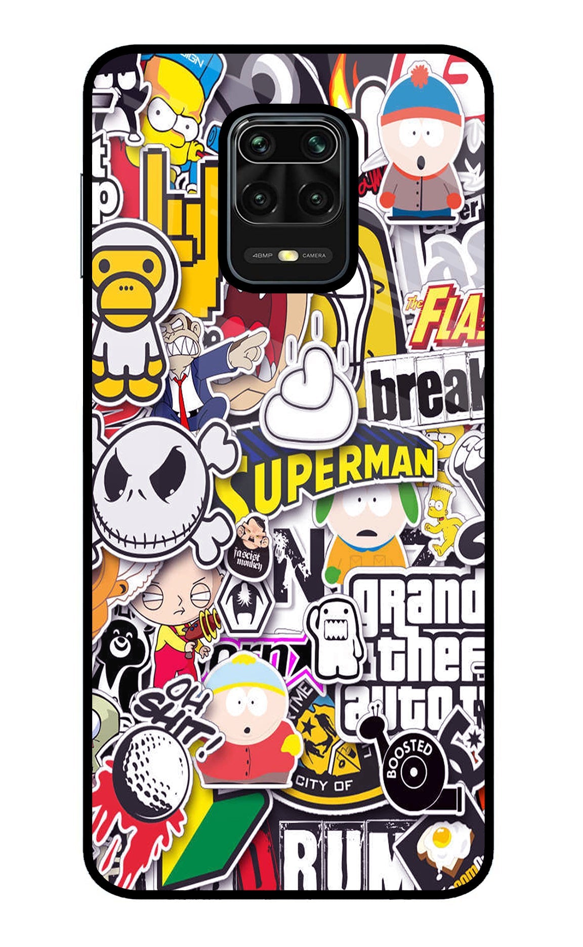 Sticker Bomb Redmi Note 9 Pro/Pro Max Glass Case