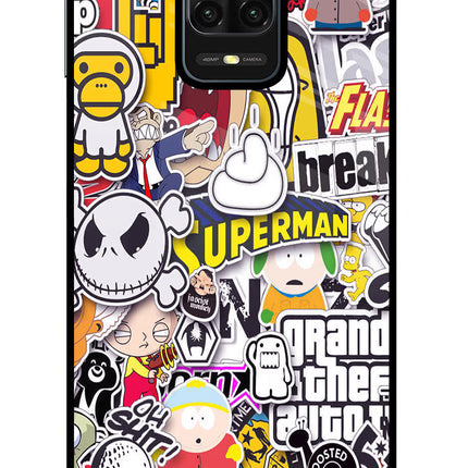 Sticker Bomb Redmi Note 9 Pro/Pro Max Glass Case Back Cover by Casekaro