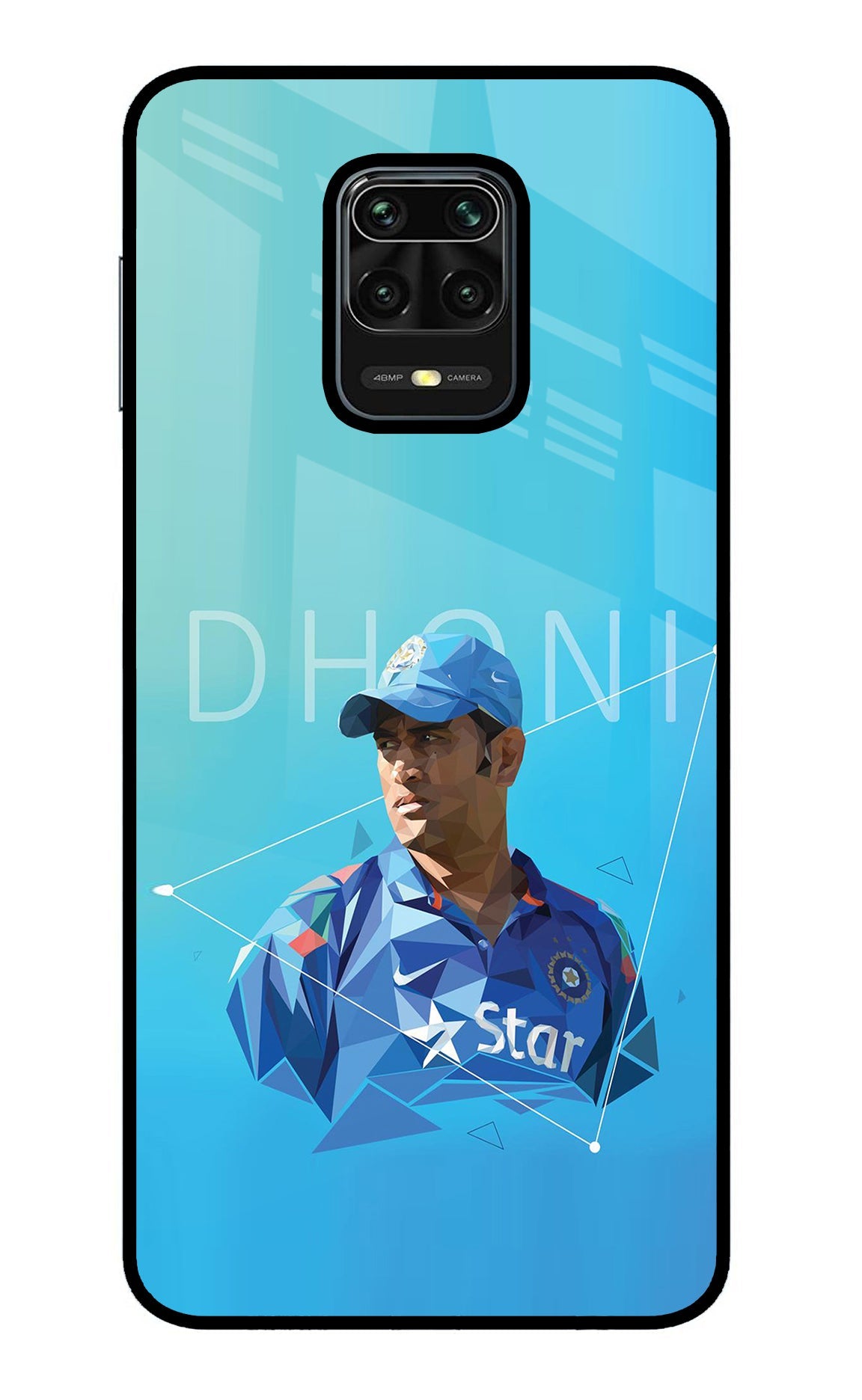 Dhoni Artwork Redmi Note 9 Pro/Pro Max Glass Case