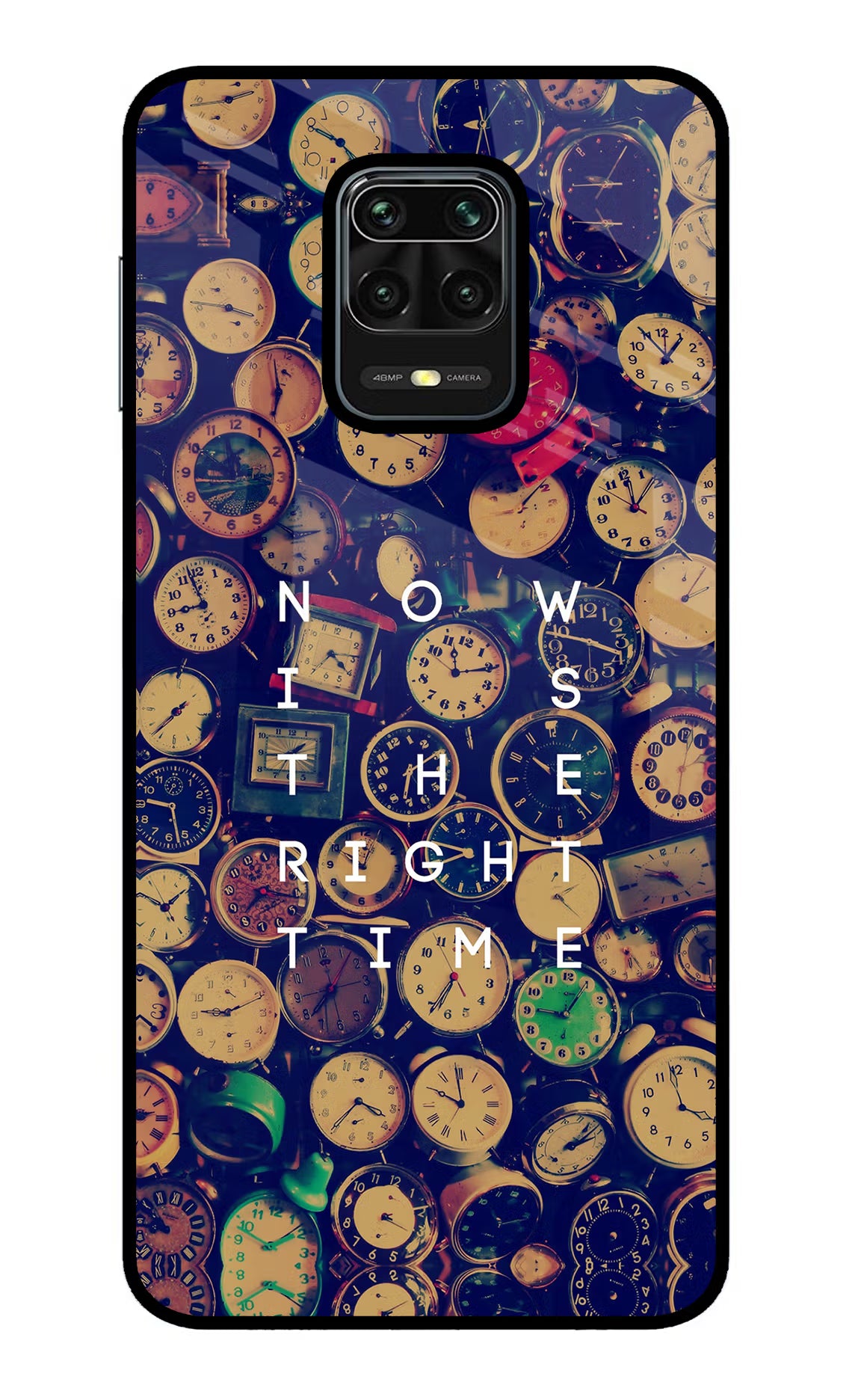 Now is the Right Time Quote Redmi Note 9 Pro/Pro Max Glass Case Back Cover by Casekaro