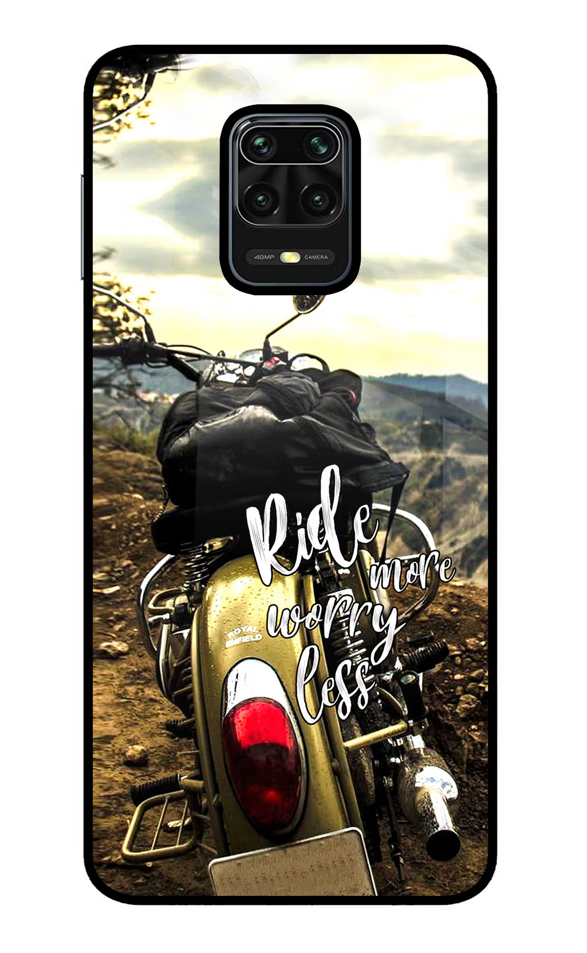 Ride More Worry Less Redmi Note 9 Pro/Pro Max Glass Case Back Cover by Casekaro