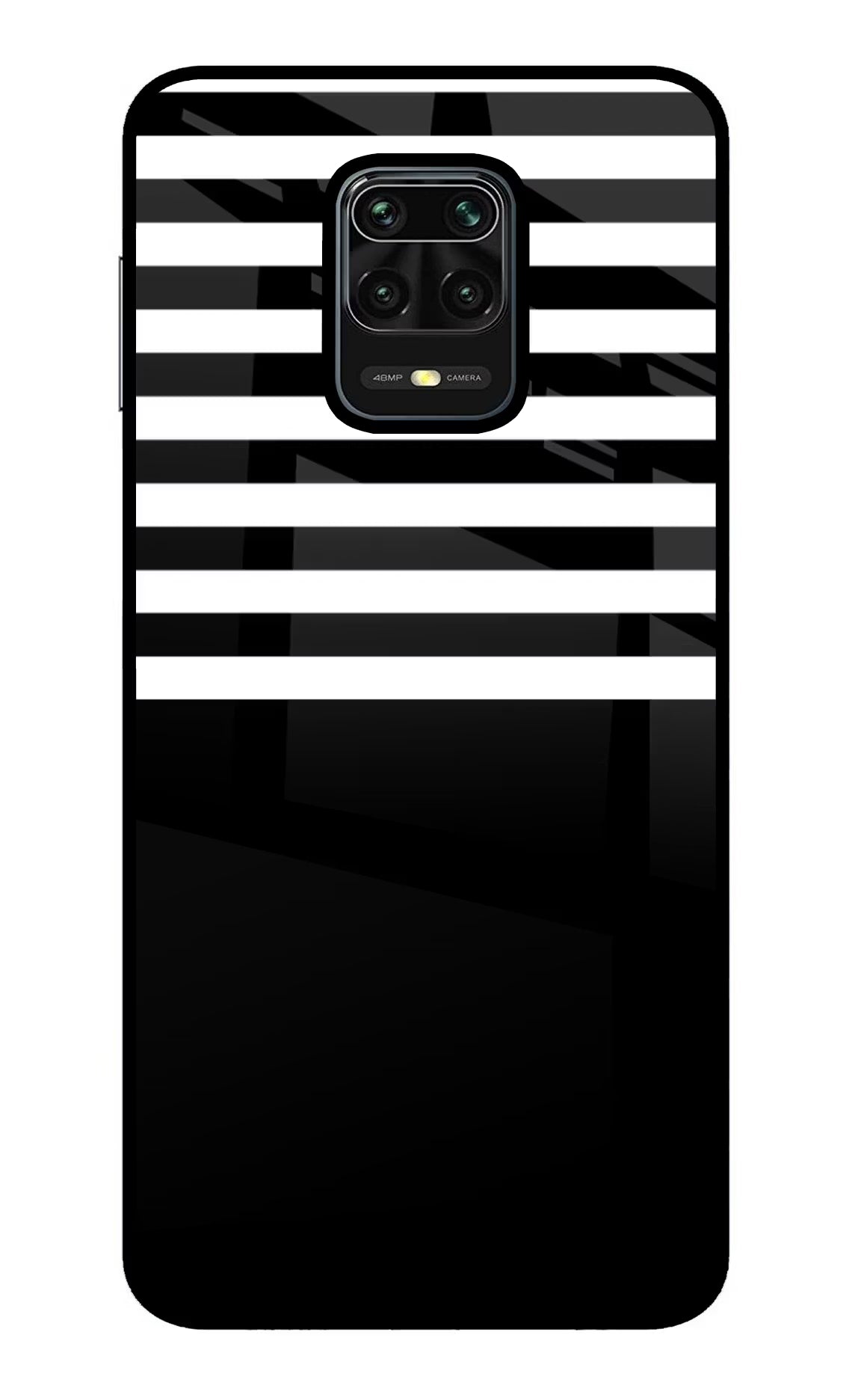 Black and White Print Redmi Note 9 Pro/Pro Max Glass Case Back Cover by Casekaro