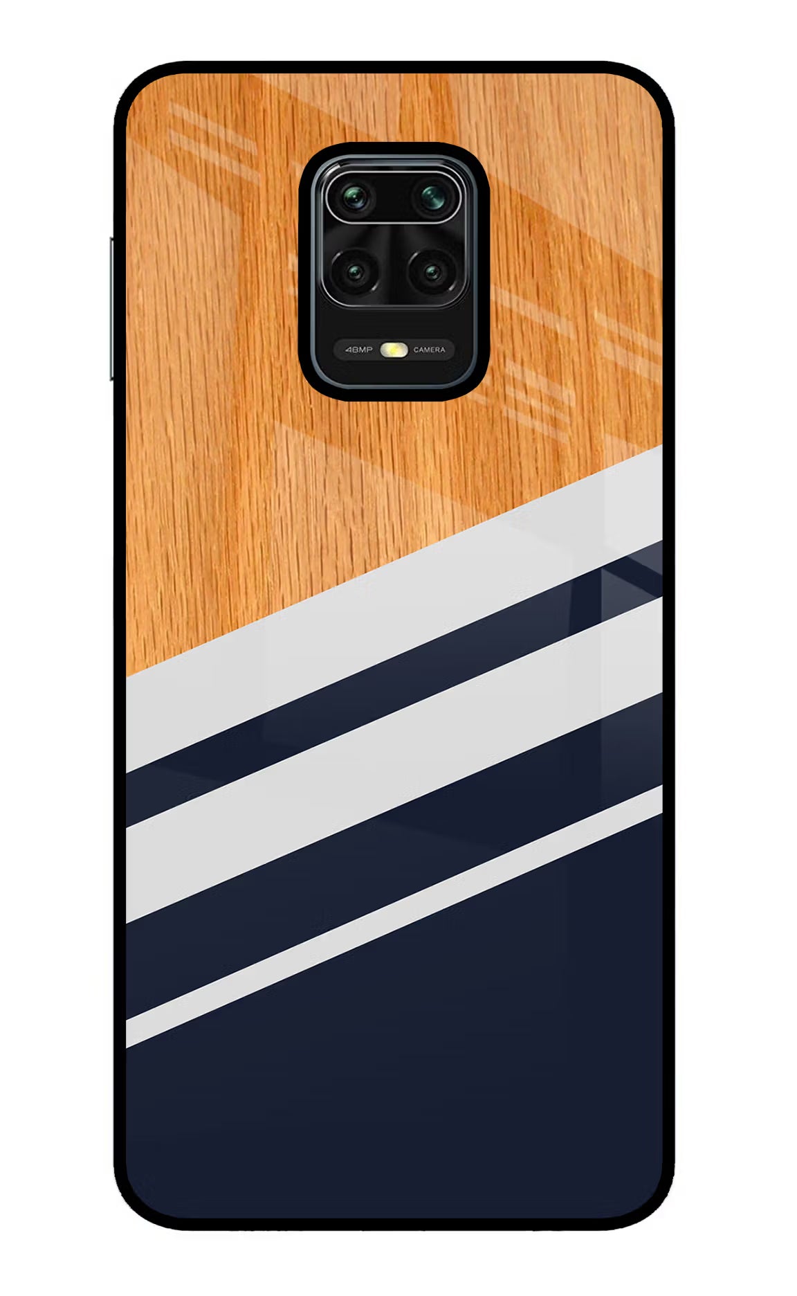 Blue and white wooden Redmi Note 9 Pro/Pro Max Glass Case Back Cover by Casekaro