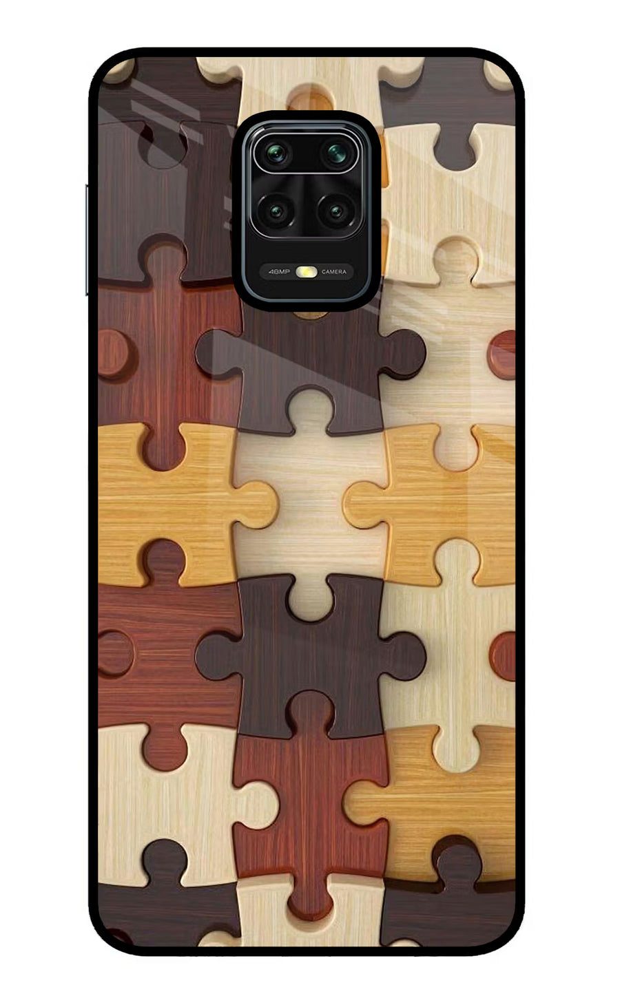 Wooden Puzzle Redmi Note 9 Pro/Pro Max Back Cover, Metal case