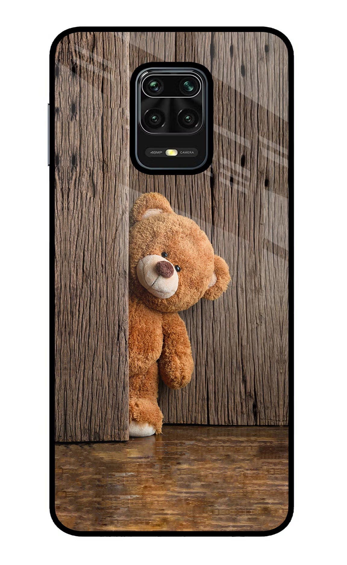 Teddy Wooden Redmi Note 9 Pro/Pro Max Glass Case Back Cover by Casekaro
