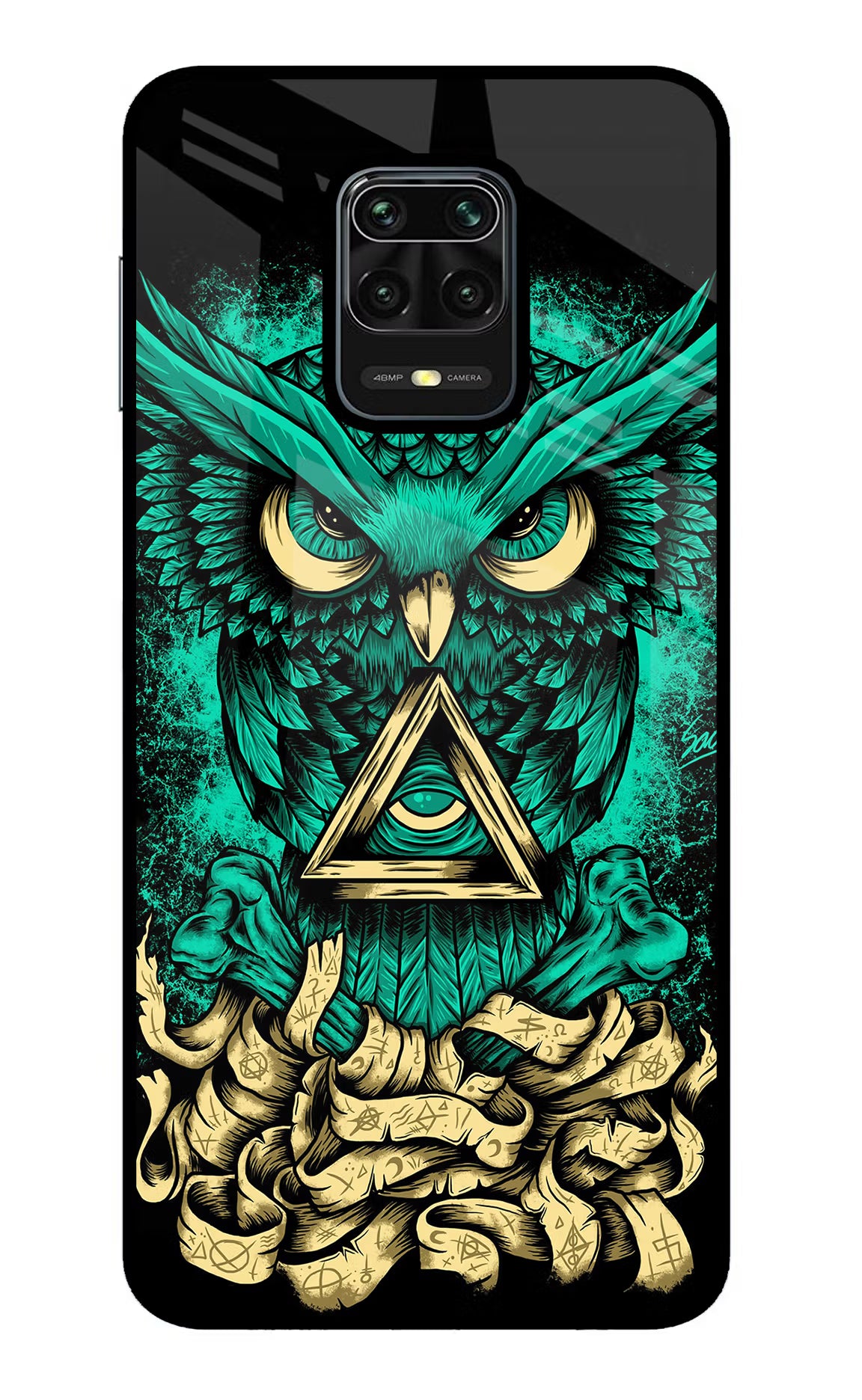 Green Owl Redmi Note 9 Pro/Pro Max Glass Case Back Cover by Casekaro