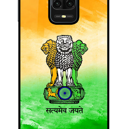 Satyamev Jayate Flag Redmi Note 9 Pro/Pro Max Glass Case Back Cover by Casekaro