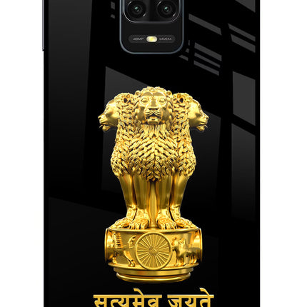Satyamev Jayate Golden Redmi Note 9 Pro/Pro Max Glass Case Back Cover by Casekaro