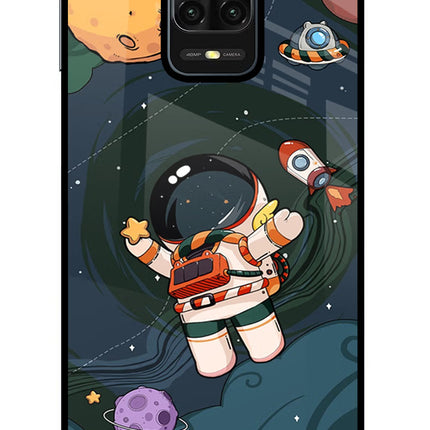 Cartoon Astronaut Redmi Note 9 Pro/Pro Max Glass Case Back Cover by Casekaro