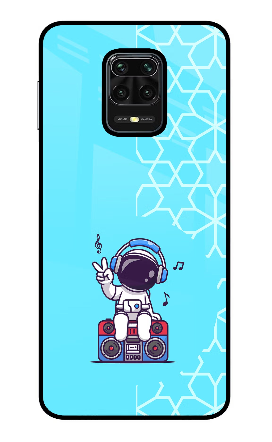 Cute Astronaut Chilling Redmi Note 9 Pro/Pro Max Glass Case Back Cover by Casekaro