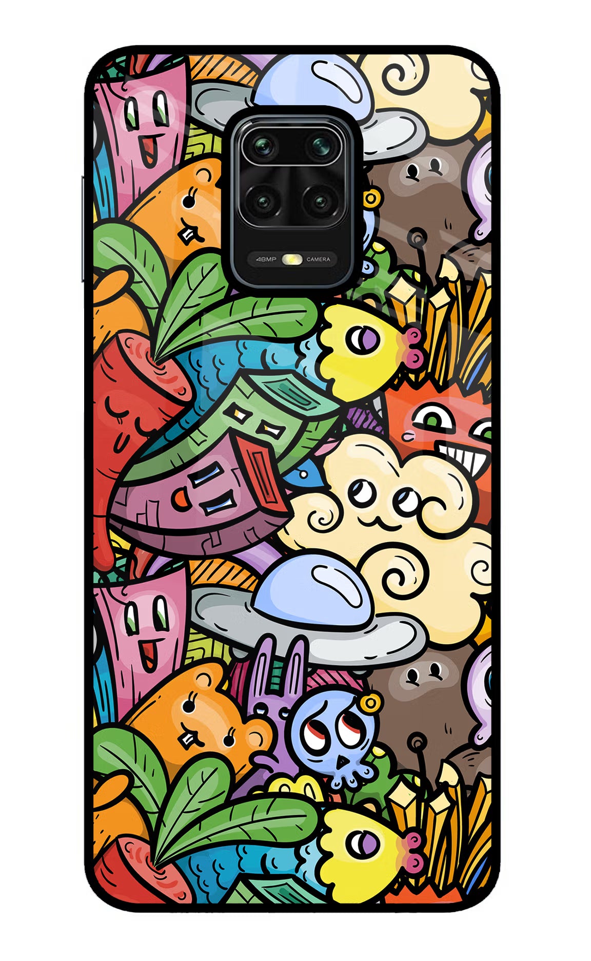 Veggie Doodle Redmi Note 9 Pro/Pro Max Glass Case Back Cover by Casekaro