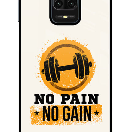No Pain No Gain Redmi Note 9 Pro/Pro Max Glass Case Back Cover by Casekaro